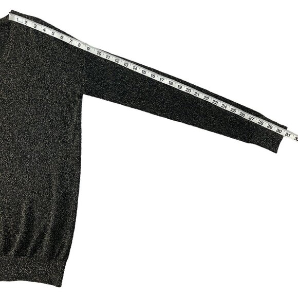 Diane von Furstenberg DVF Black Gold Metallic V-Neck Sweater Oversized‎ Small - Picture 5 of 8